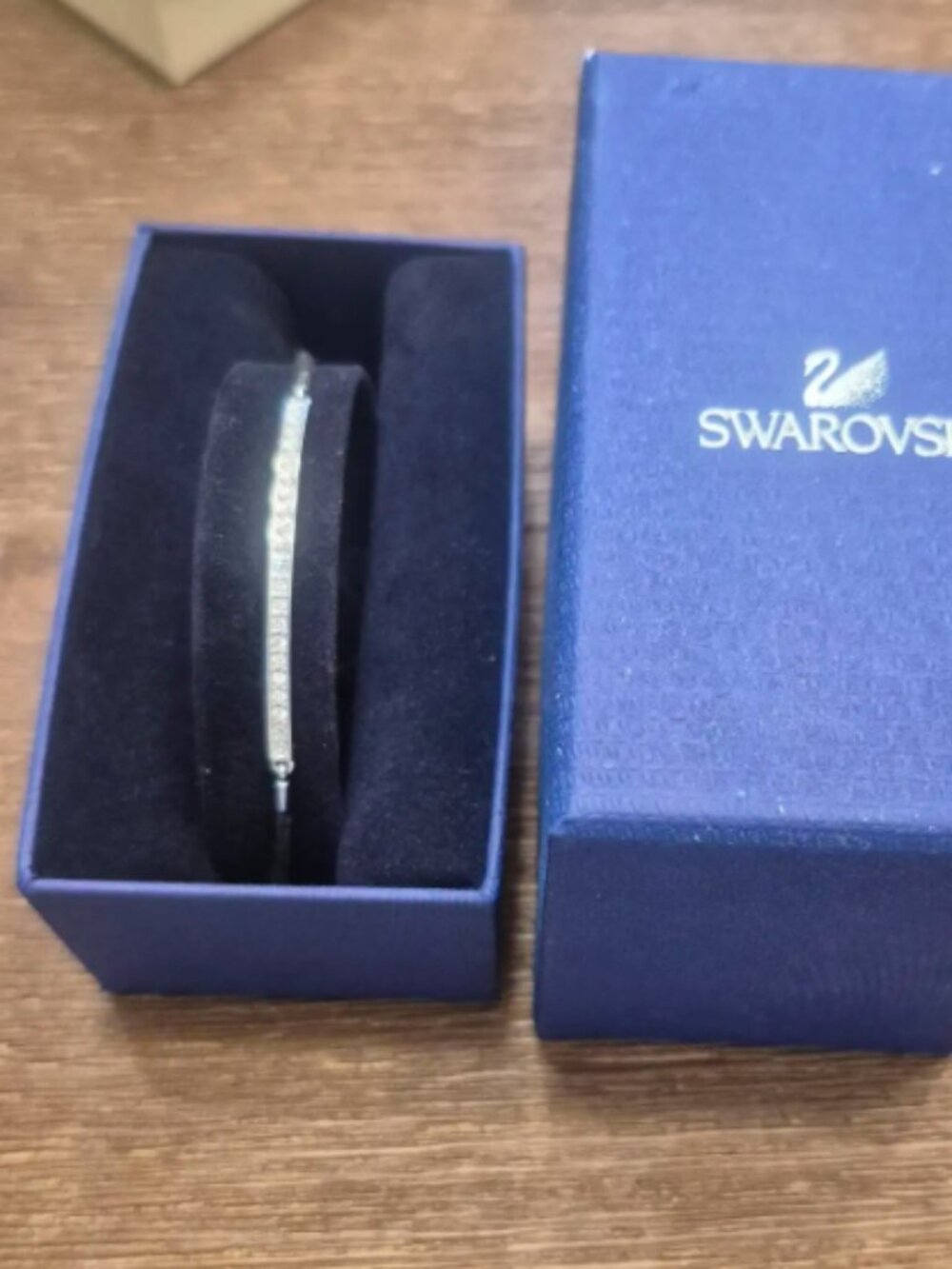 Pre-Owned (Like New) - Swarovski Clear Crystal Black Cord Adjustable Bracelet